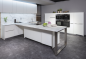 Preview: Kitchen 3: Ultra matt white lacquer laminate, marble-look worktop